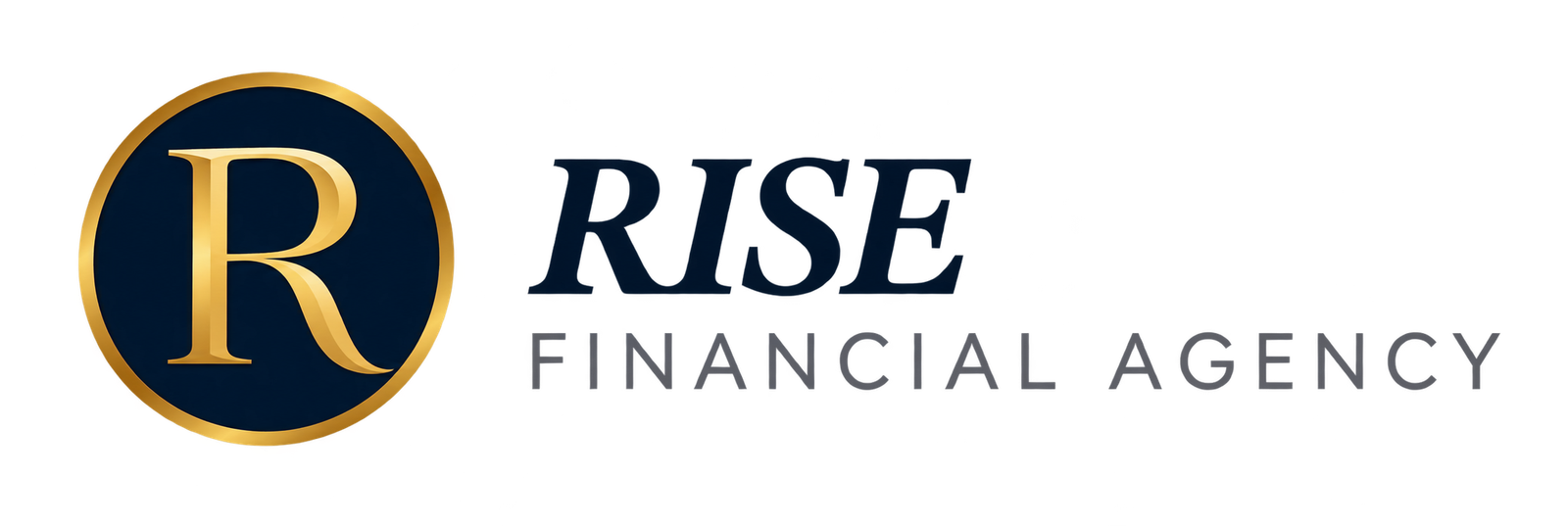 Logo RISE Financial Agency em Azul e Dourado
